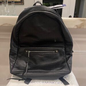 Rebecca Minkoff Elegant Black Leather Unisex Backpack
